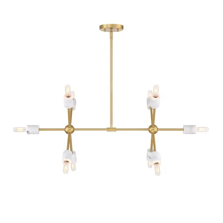 Designers Fountain Star Dust 60 Watt 10-Light Brushed Gold Mid-Century Modern Island Light with Natural Marble Accents D304C-IS-BG
